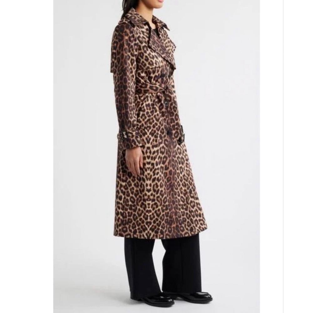 BCBGMAXAZRIA Leopard Trench Coat XS Brown Black New NWT $298 Water resistant - Picture 3 of 16